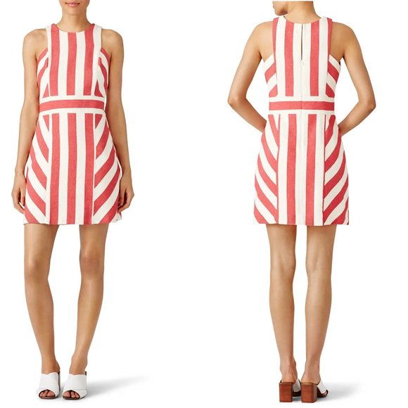 NWOT MILLY Red Maya Stripe Dress 0 - Picture 1 of 6